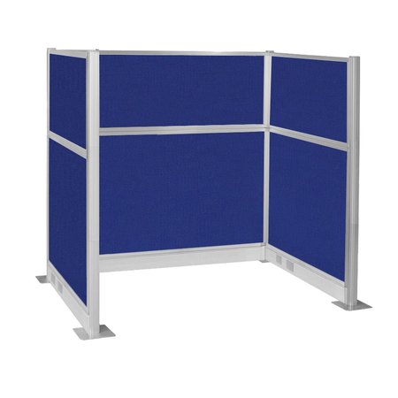 VERSARE Pre-Configured Hush Panel Electric Cubicle (U Shape) 6' x 4' Royal Blue Fabric 1859389